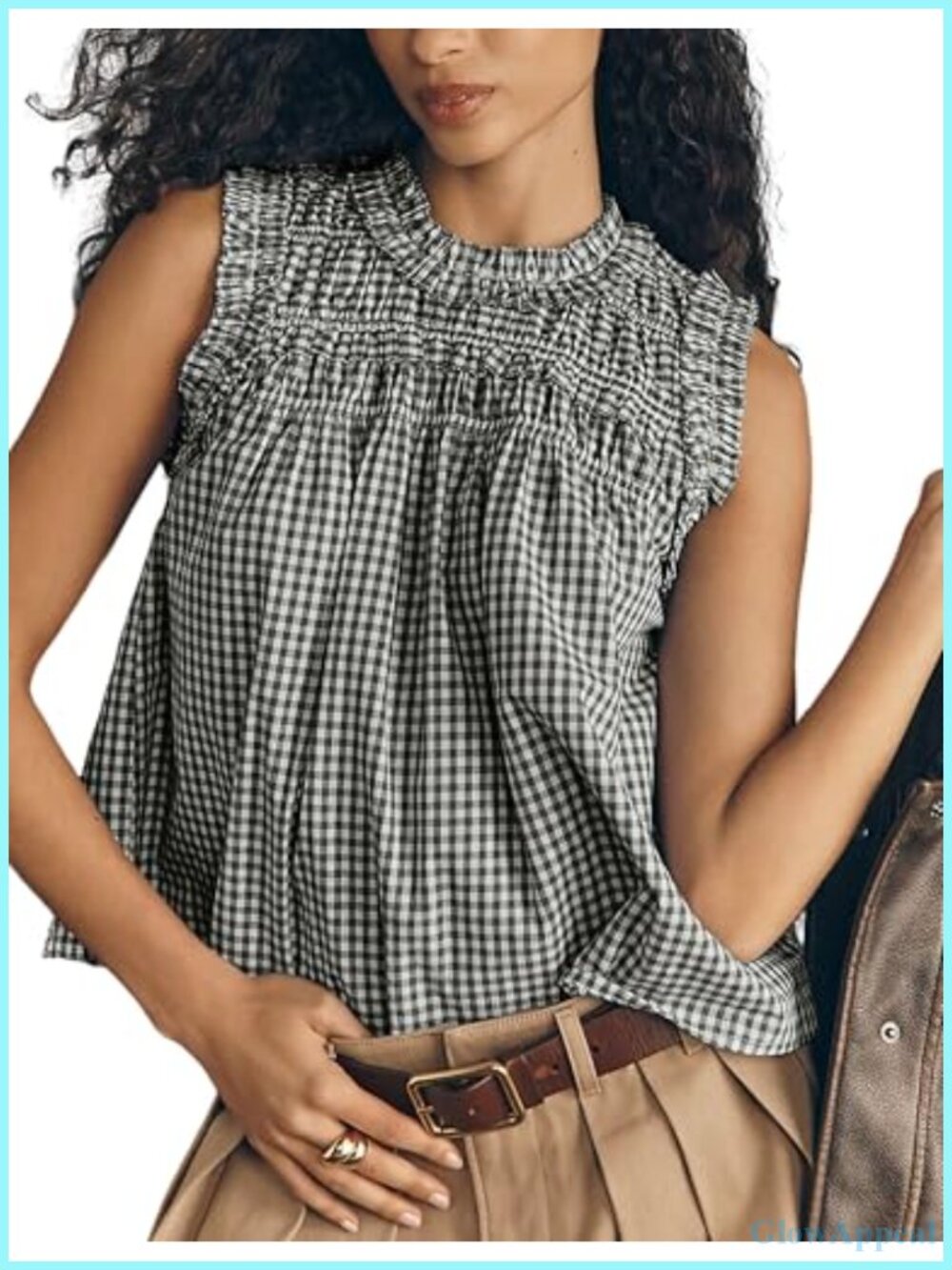 Womens Sleeveless Plaid Peplum Tank Top Cotton Babydoll Ruffled Summer Blouse